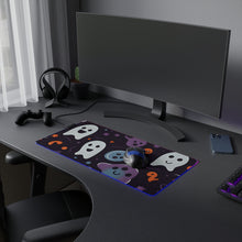 DistinctInk LED Gaming Mouse Pad with Skeletal Ghostly Pumpkins Design for Halloween