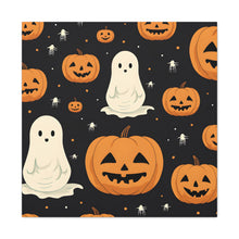 DistinctInk Canvas Wall Art with Spooky Skeleton Pumpkin Patch for Halloween