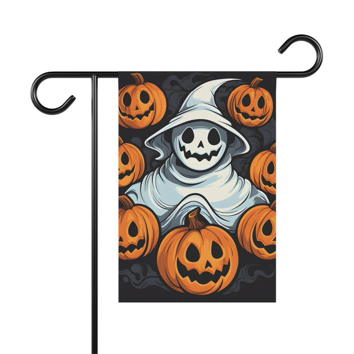 DistinctInk Garden & House Banner / Flag with Spooky Skeletal Pumpkin Patch Design for Halloween