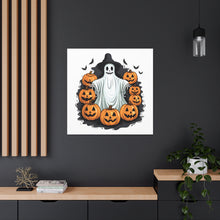 DistinctInk Canvas Wall Art with Ghost Skeleton Pumpkins Pattern for Halloween