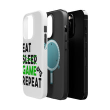 DistinctInk ToughCase for Apple iPhone, Compatible with MagSafe Charging - Eat Game Repeat - Video Games Gamer