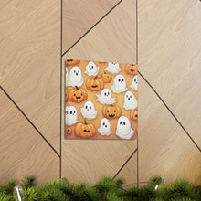 DistinctInk Canvas Wall Art with Ghostly Skeleton Pumpkin Patch for Halloween