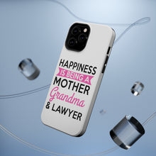 DistinctInk ToughCase for Apple iPhone, Compatible with MagSafe Charging - Happiness is Being a Mother Grandma Lawyer