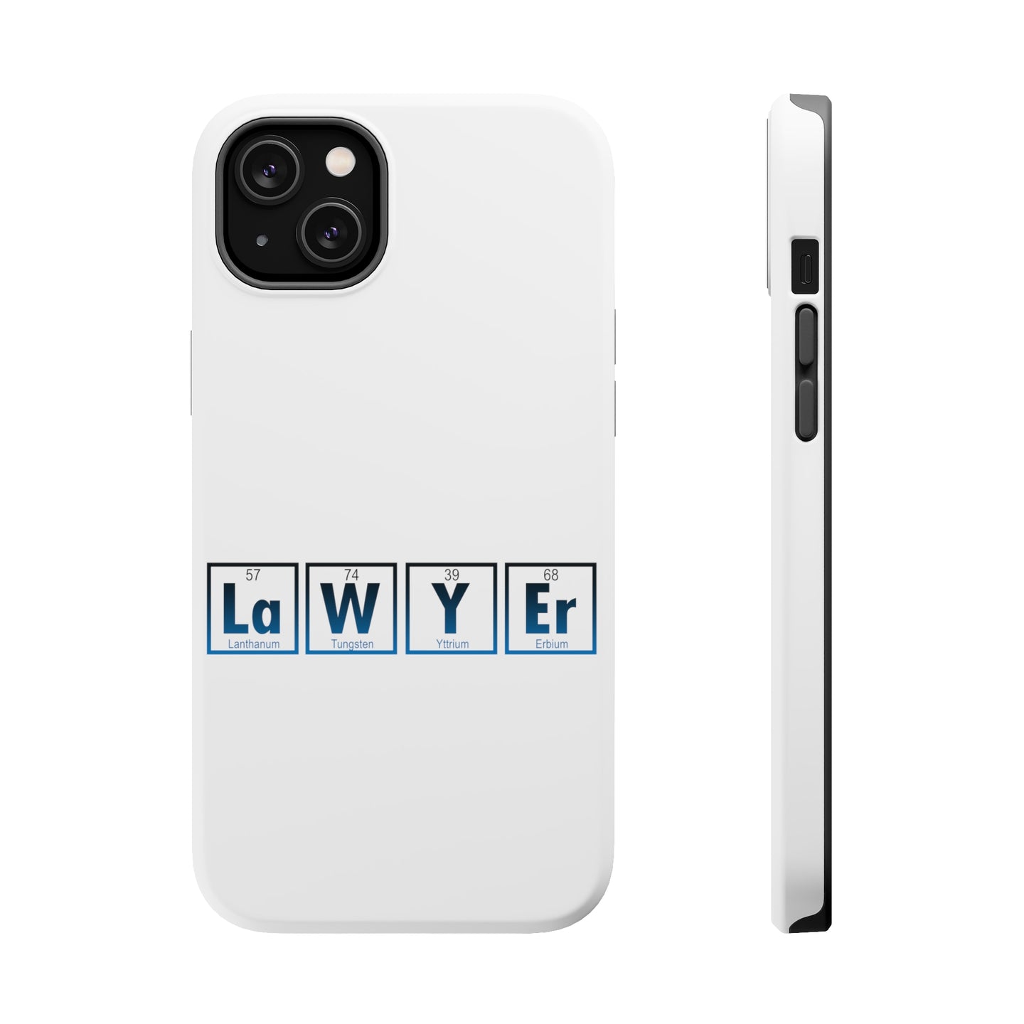 DistinctInk ToughCase for Apple iPhone, Compatible with MagSafe Charging - Lawyer Elements Periodic Table