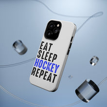 DistinctInk ToughCase for Apple iPhone, Compatible with MagSafe Charging - Eat Sleep Hockey Repeat