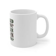 DistinctInk Glossy White Coffee / Tea Mug - Concealed Weapons? Hands in My Pockets?