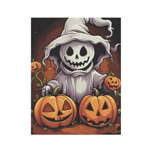 DistinctInk Garden & House Banner / Flag with Trick or Treat Ghost-O-Lantern Design for Halloween