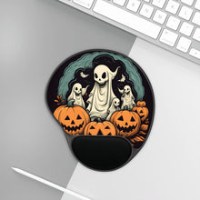 DistinctInk Mouse Pad with Wrist Rest  with Spooky Skeleton Pumpkins Design for Halloween