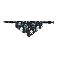 DistinctInk Adjustable Pet Banana Collar with Ghastly Skeletal Shadows Design for Halloween