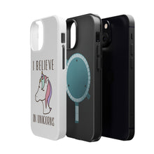 DistinctInk ToughCase for Apple iPhone, Compatible with MagSafe Charging - I Believe in Unicorns