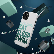 DistinctInk ToughCase for Apple iPhone, Compatible with MagSafe Charging - Life Is Simple Eat Sleep Swim
