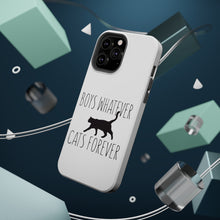 DistinctInk ToughCase for Apple iPhone, Compatible with MagSafe Charging - Boys Whatever, Cats Forever