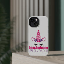 DistinctInk ToughCase for Apple iPhone, Compatible with MagSafe Charging - Beach Please I'm a Unicorn