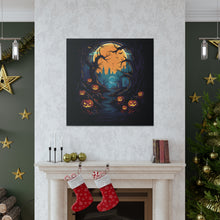 DistinctInk Canvas Wall Art with Haunted Evening Nightmare for Halloween