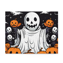 DistinctInk Jigsaw Puzzle with Ghost Skeleton Pumpkins Design for Halloween