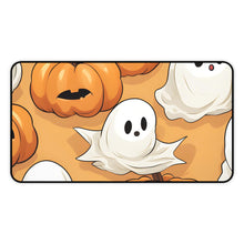 DistinctInk Desk Mat with Ghostly Skeleton Pumpkin Patch Design for Halloween