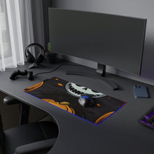 DistinctInk LED Gaming Mouse Pad with Ghastly Skeleton Pumpkins Design for Halloween