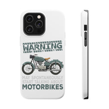 DistinctInk ToughCase for Apple iPhone, Compatible with MagSafe Charging - Spontaneously Talking About Motorcycles