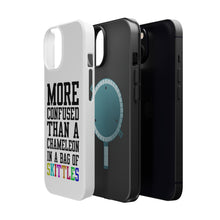 DistinctInk ToughCase for Apple iPhone, Compatible with MagSafe Charging - More Confused than Chameleon in Skittles