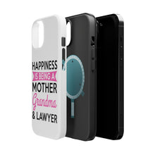DistinctInk ToughCase for Apple iPhone, Compatible with MagSafe Charging - Happiness is Being a Mother Grandma Lawyer