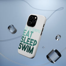 DistinctInk ToughCase for Apple iPhone, Compatible with MagSafe Charging - Life Is Simple Eat Sleep Swim