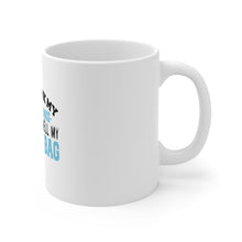 DistinctInk Glossy White Coffee / Tea Mug - Think My Attitude Stinks Smelly My Hockey Bag