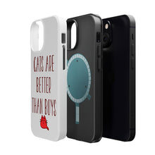 DistinctInk ToughCase for Apple iPhone, Compatible with MagSafe Charging - Cats Are Better Than Boys
