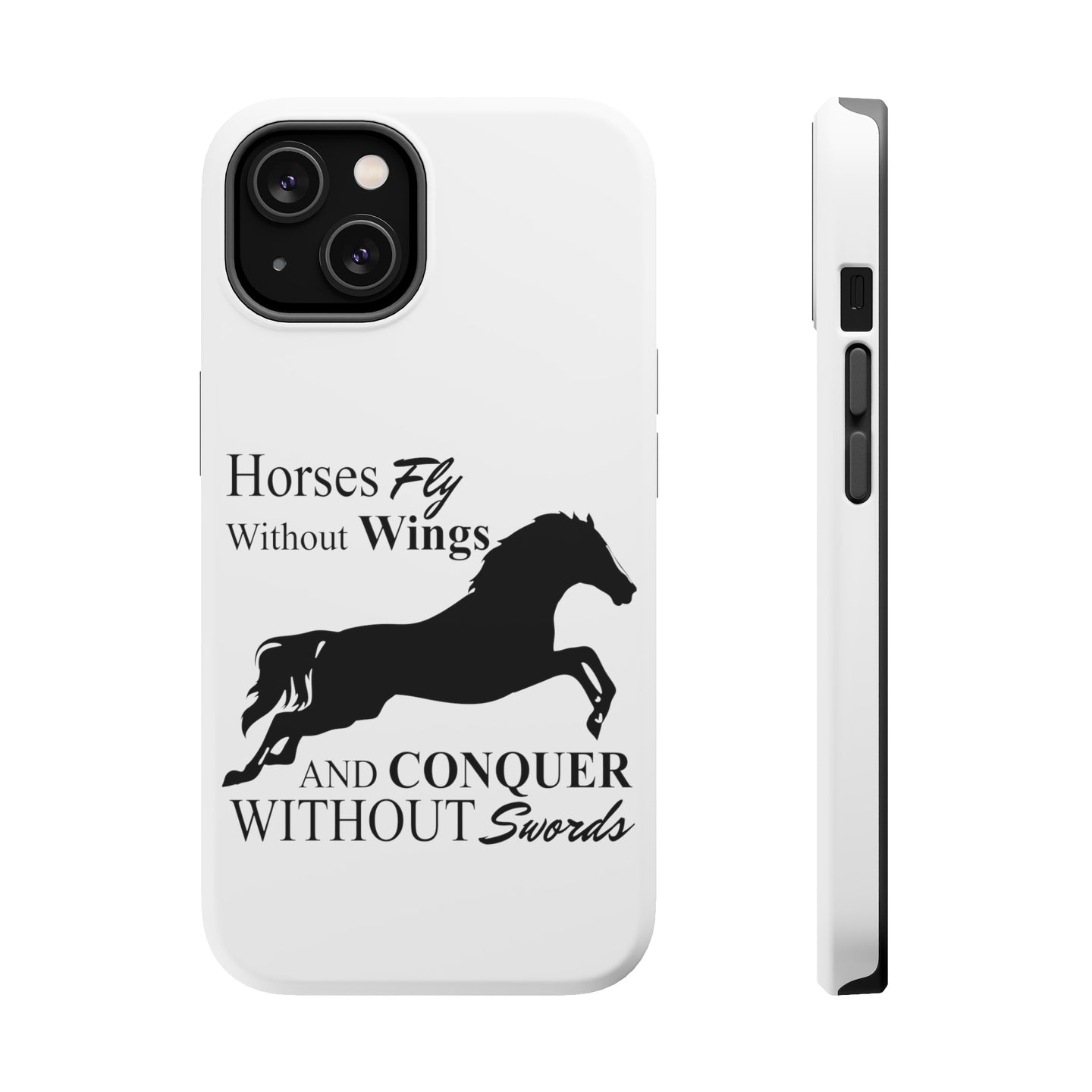 DistinctInk ToughCase for Apple iPhone, Compatible with MagSafe Charging - Horses Fly Without Wings