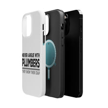 DistinctInk ToughCase for Apple iPhone, Compatible with MagSafe Charging - Never Argue with Plumbers - Know Their Crap