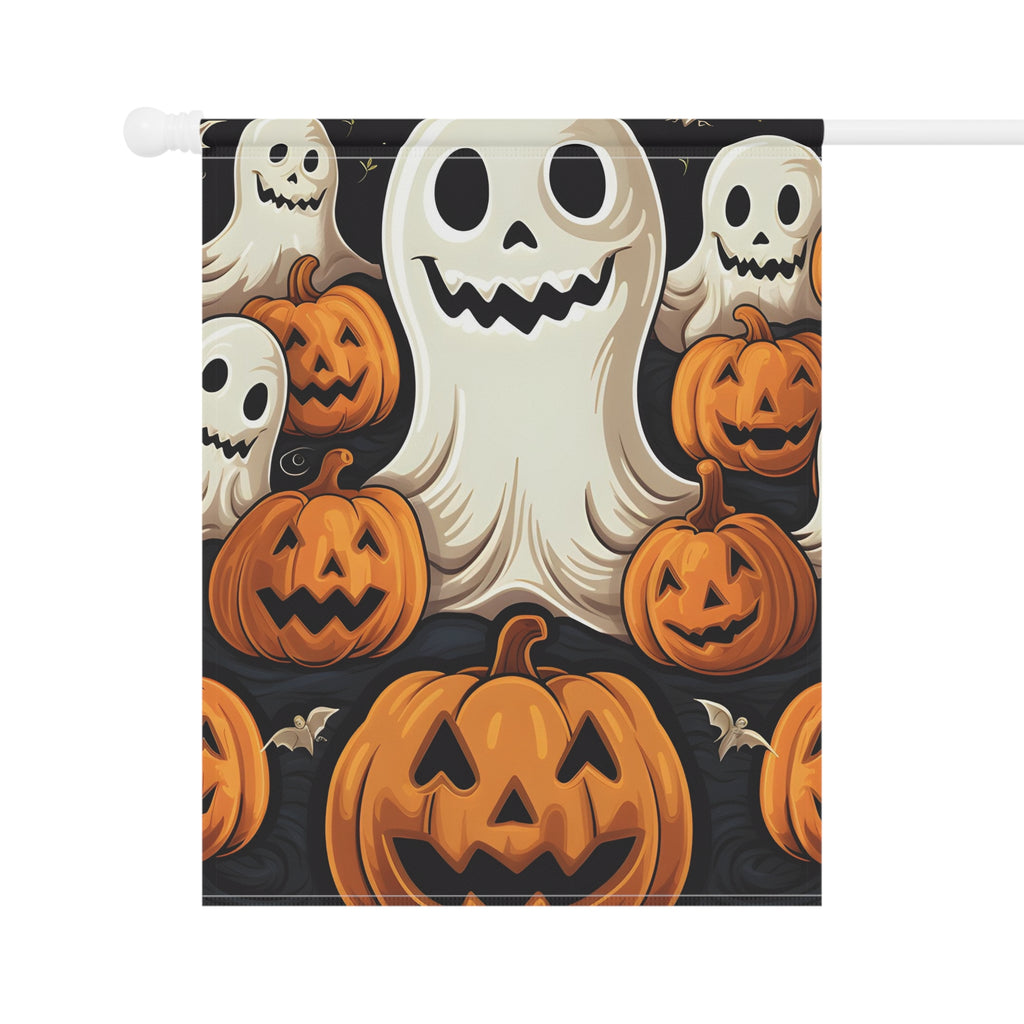 Garden & House Banner / Flag with Haunted Skeleton Jack-O-Lantern Design for Halloween, view 7