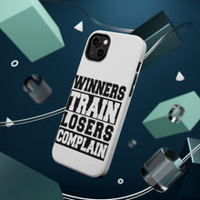 DistinctInk ToughCase for Apple iPhone, Compatible with MagSafe Charging - Winners Train Losers Complain