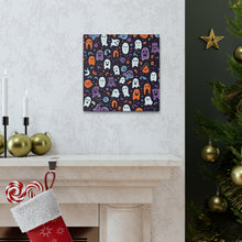 DistinctInk Canvas Wall Art with Skeletal Ghostly Pumpkins for Halloween