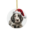 Hanging Ceramic Christmas Tree Ornament with Gold String - English Setter Puppy Design