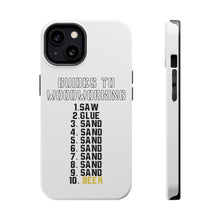 DistinctInk ToughCase for Apple iPhone, Compatible with MagSafe Charging - Guides to Woodworking Saw Glue Sand Beer