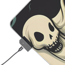 DistinctInk LED Gaming Mouse Pad with Spooky Skeleton Pumpkins Design for Halloween