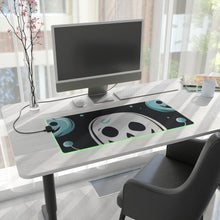 DistinctInk LED Gaming Mouse Pad with Skele-Ghostly Pumpkin Patch Design for Halloween