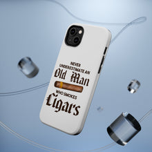 DistinctInk ToughCase for Apple iPhone, Compatible with MagSafe Charging - Never Underestimate Old Man Who Smokes Cigars