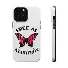 DistinctInk ToughCase for Apple iPhone, Compatible with MagSafe Charging - Free as a Butterfly - Pink