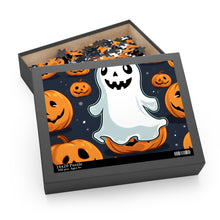 DistinctInk Jigsaw Puzzle with Ghost Skeleton Spooky Pumpkins Design for Halloween