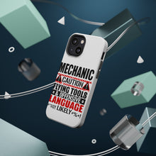 DistinctInk ToughCase for Apple iPhone, Compatible with MagSafe Charging - Mechanic Flying Tools & Offensive Language