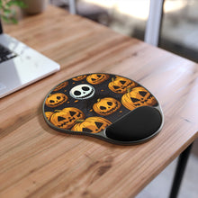 DistinctInk Mouse Pad with Wrist Rest  with Ghastly Skeleton Pumpkins Design for Halloween