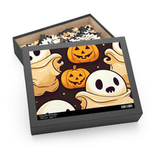 DistinctInk Jigsaw Puzzle with Ghost Skeleton Pumpkin Pattern Design for Halloween