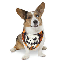 DistinctInk Adjustable Pet Banana Collar with Spooky Skeleton Pumpkin Patch Design for Halloween