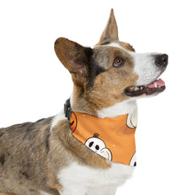 DistinctInk Adjustable Pet Banana Collar with Ghastly Skeleton Pumpkin adorned Design for Halloween