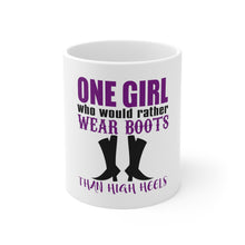 DistinctInk Glossy White Coffee / Tea Mug - One Girl Who Would Rather Wear Boots Than Heels