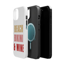 DistinctInk ToughCase for Apple iPhone, Compatible with MagSafe Charging - Beach Bikini & Wine