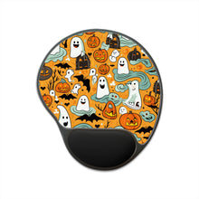DistinctInk Mouse Pad with Wrist Rest  with Flying Pumpkin Bats Design for Halloween