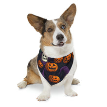DistinctInk Adjustable Pet Banana Collar with "Halloween Haunts and Pumpkin Pals" Design for Halloween