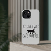 DistinctInk ToughCase for Apple iPhone, Compatible with MagSafe Charging - Boys Whatever, Cats Forever