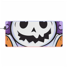DistinctInk LED Gaming Mouse Pad with Ghost Skeleton Pumpkins Design for Halloween